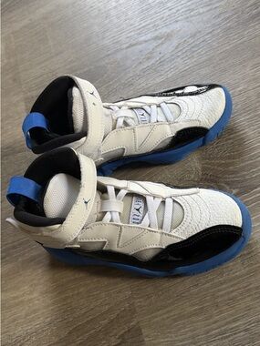 Jordan Kids White and Blue Basketball Sneakers